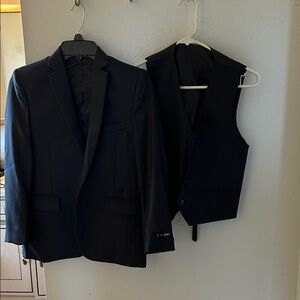 Kids Black Suit Jacket and Vest Set
